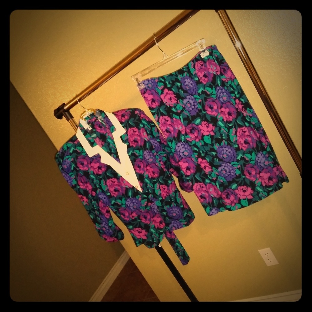 Vintage skirt and top with matching belt.